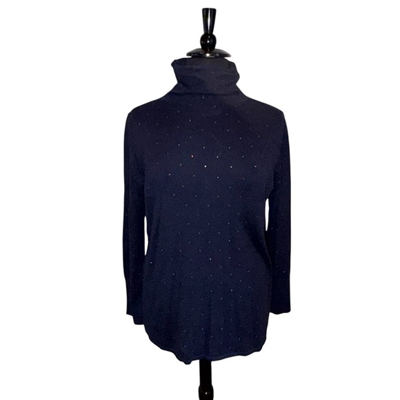 NIC+ZOE Vital Twinkle V-neck Sweater Women’s Plus 1X - Dark Indigo - Picture 3 of 12